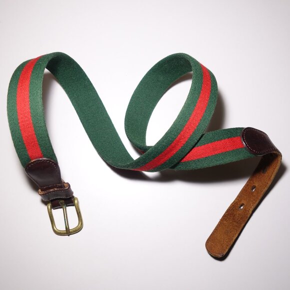 Vintage Coach Wool & Leather Stripe Belt, Size 38/95 - Picture 2 of 16